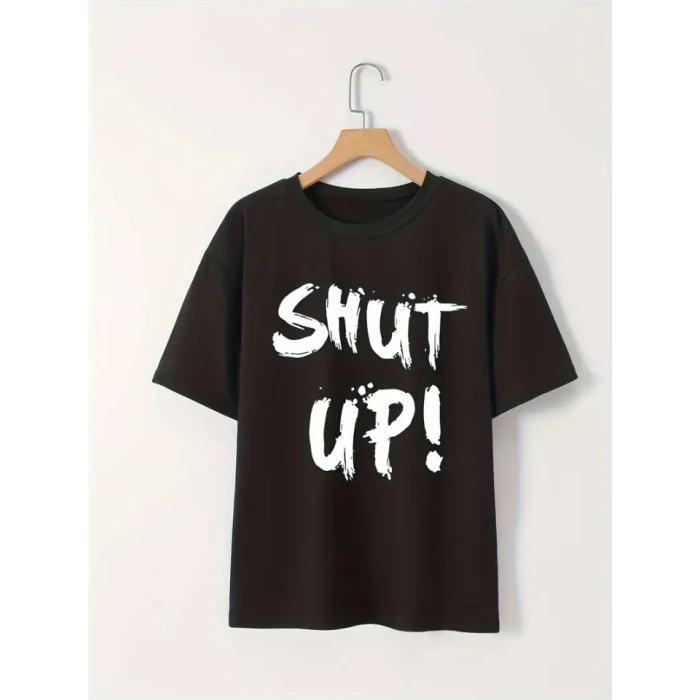 ieg™ Baskılı Oversize Bisiklet Yaka T-shirt - Siyah