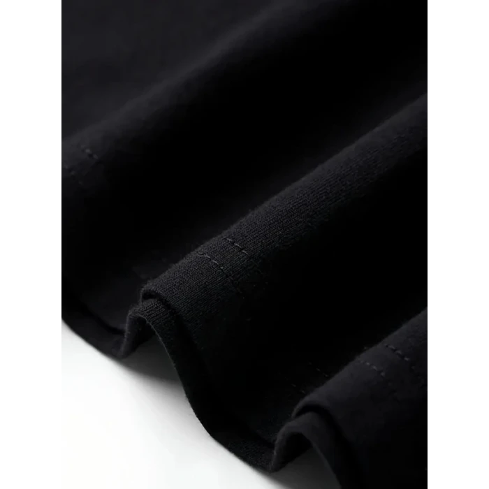 ieg™ Baskılı Oversize Bisiklet Yaka T-shirt - Siyah