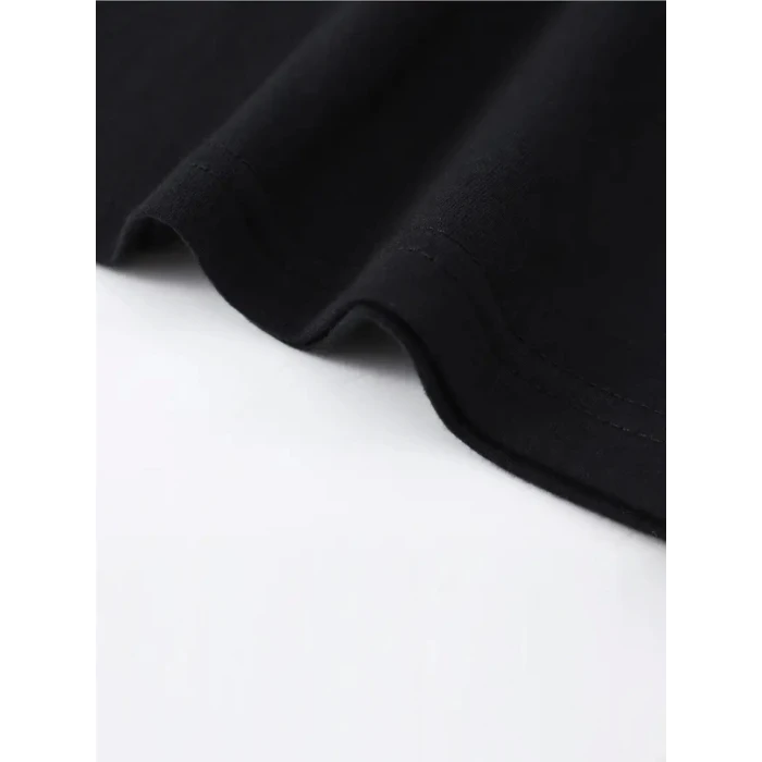 ieg™ Baskılı Oversize Bisiklet Yaka T-shirt - Siyah