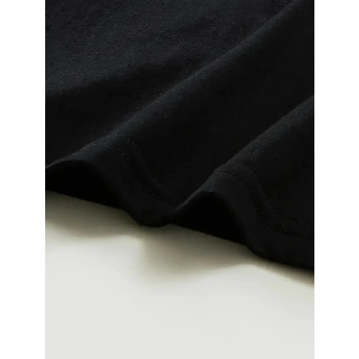 ieg™ Baskılı Oversize Bisiklet Yaka T-shirt - Siyah