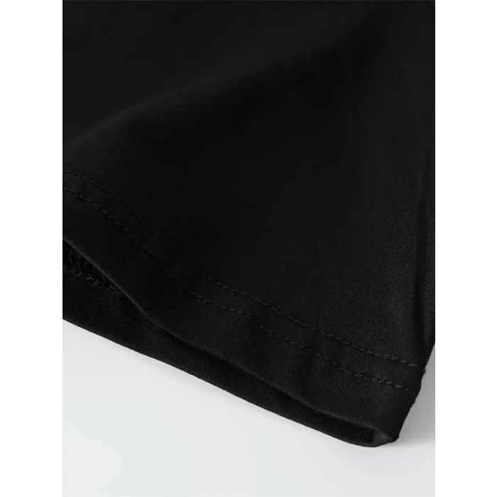 ieg™ Baskılı Oversize Bisiklet Yaka T-shirt - Siyah