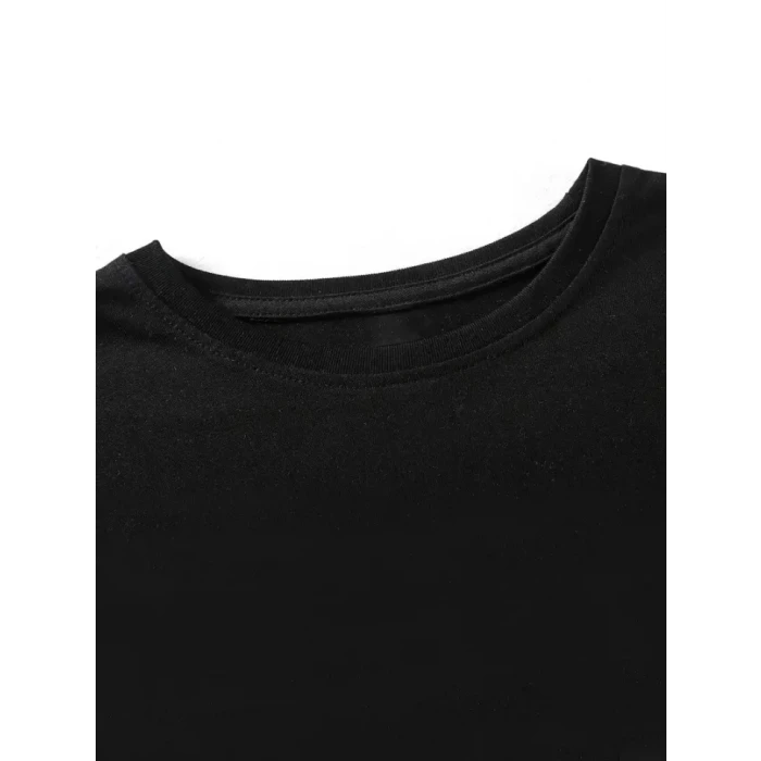 ieg™ Baskılı Oversize Bisiklet Yaka T-shirt - Siyah