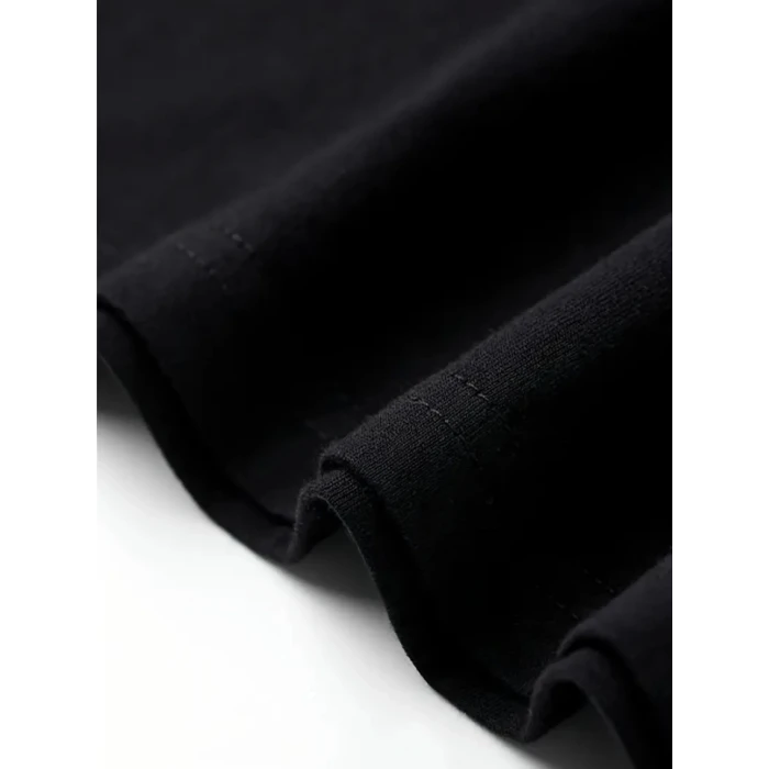 ieg™ Baskılı Oversize Bisiklet Yaka T-shirt - Siyah