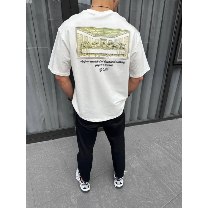 ieg™      Baskılı Oversize T-Shirt - Beyaz -