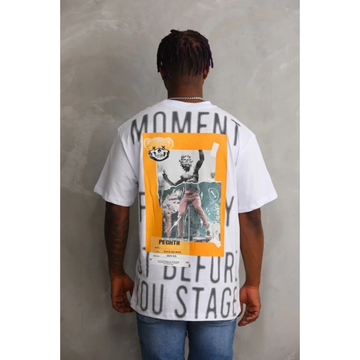 ieg™      Baskılı Oversize T-Shirt - Beyaz -