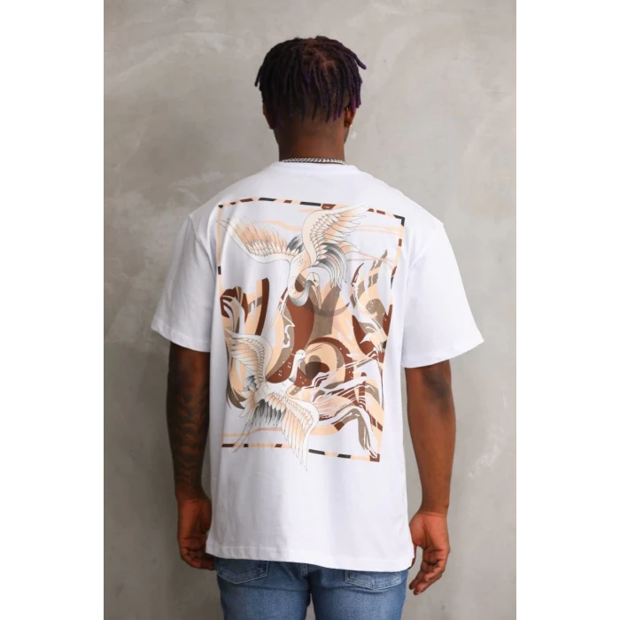 ieg™      Baskılı Oversize T-Shirt - Beyaz -