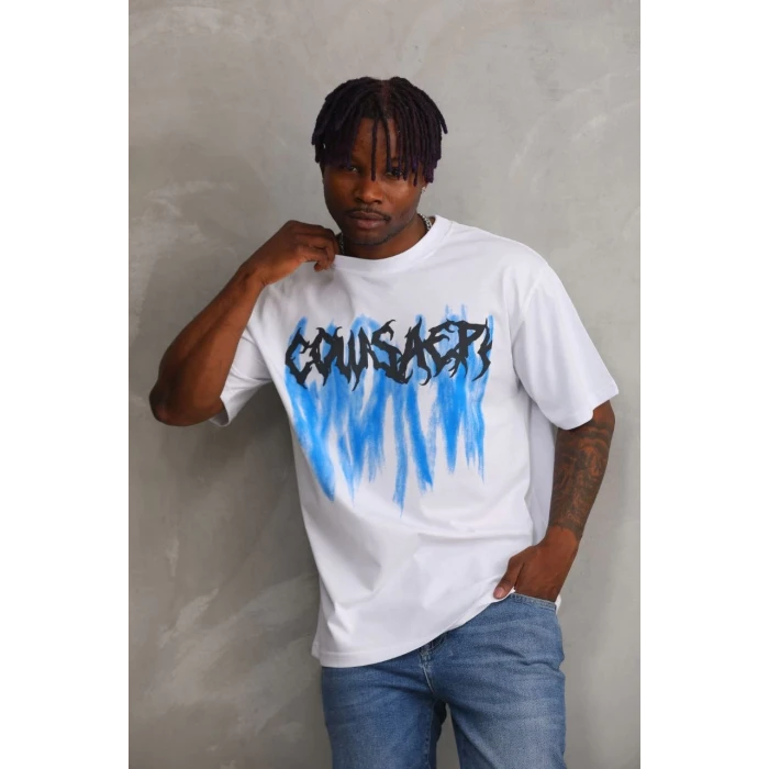 ieg™      Baskılı Oversize T-Shirt - Beyaz -