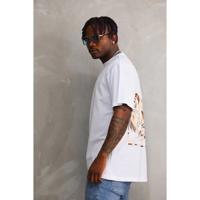 ieg™      Baskılı Oversize T-Shirt - Beyaz -