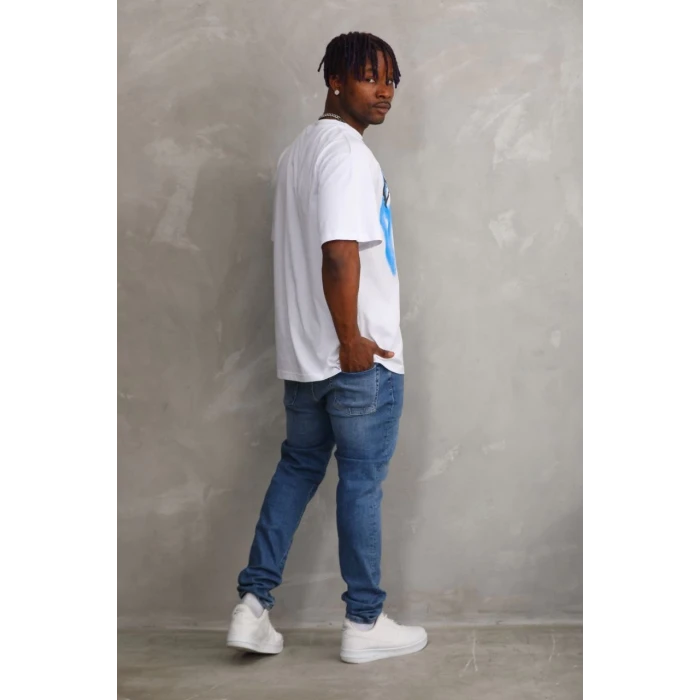 ieg™      Baskılı Oversize T-Shirt - Beyaz -