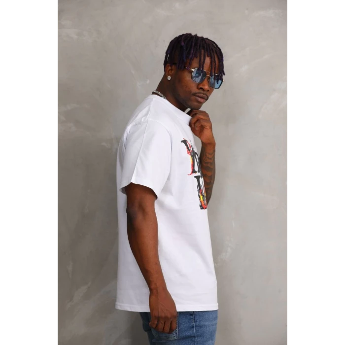 ieg™      Baskılı Oversize T-Shirt - Beyaz -