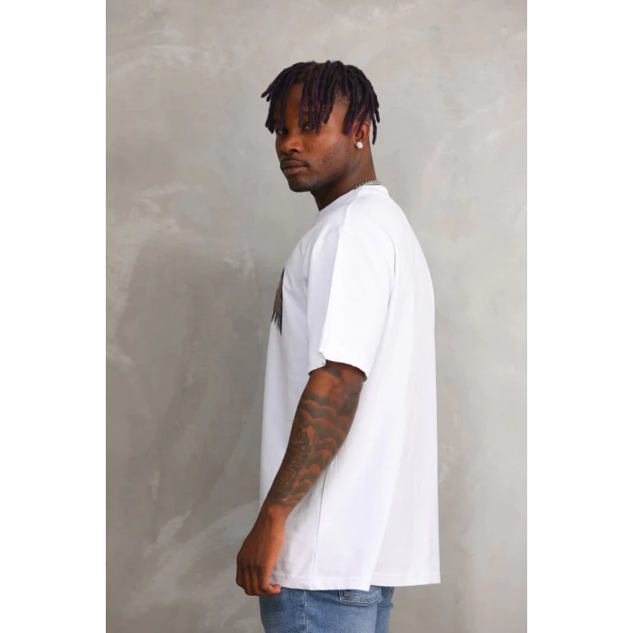 ieg™      Baskılı Oversize T-Shirt - Beyaz -