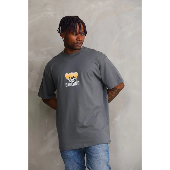 ieg™      Baskılı Oversize T-Shirt - Füme -