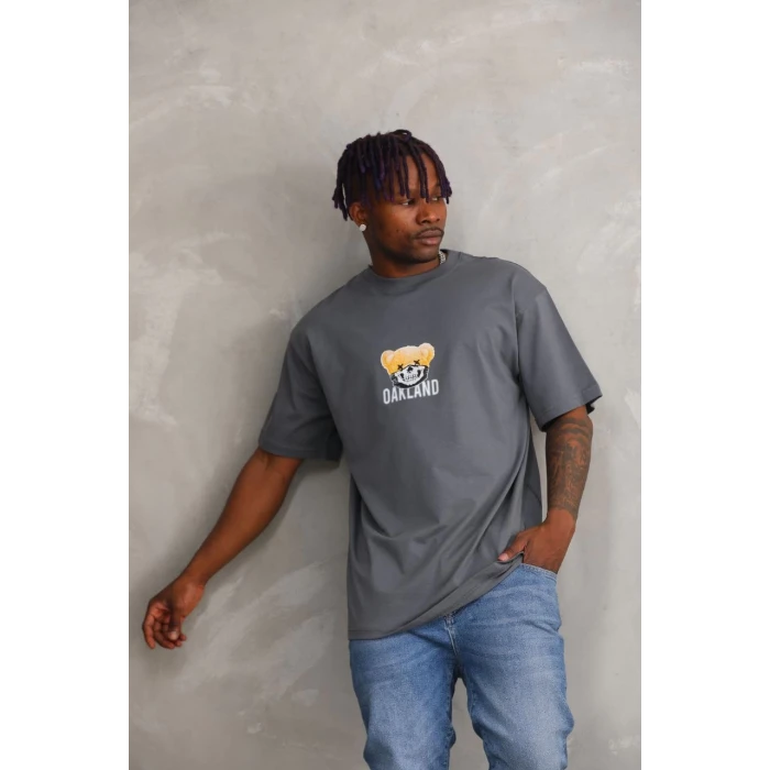 ieg™      Baskılı Oversize T-Shirt - Füme -