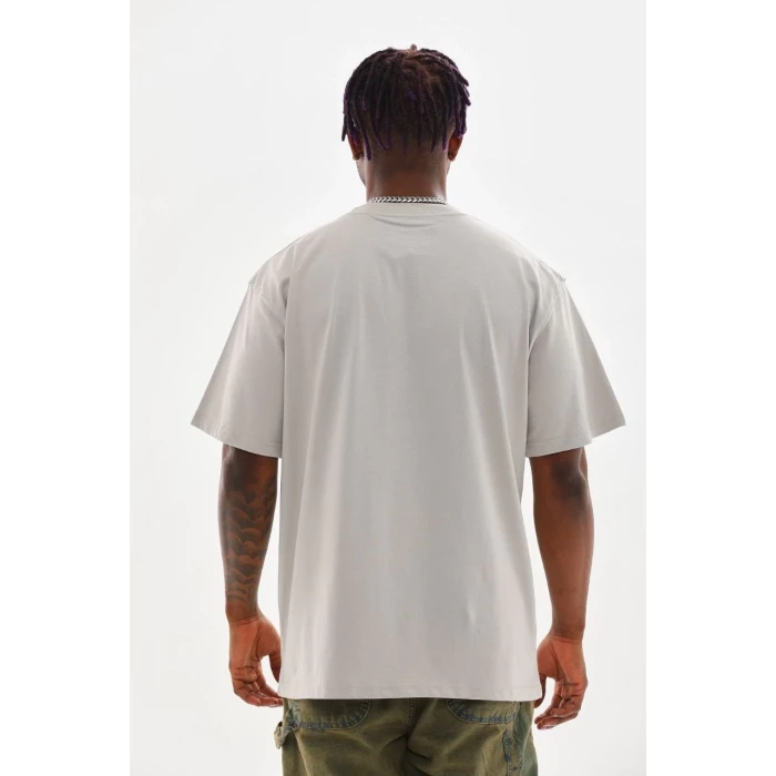 ieg™      Baskılı Oversize T-Shirt - Gri -
