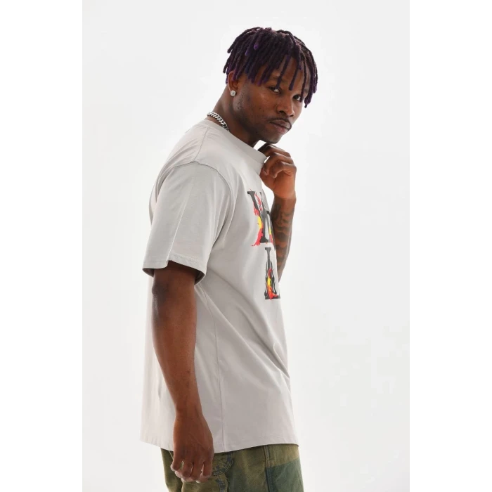 ieg™      Baskılı Oversize T-Shirt - Gri -