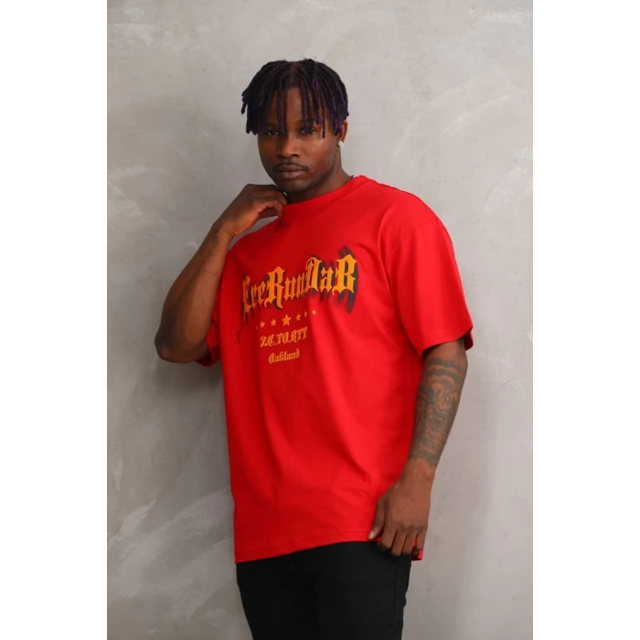 ieg™      Baskılı Oversize T-Shirt - Kırmızı -