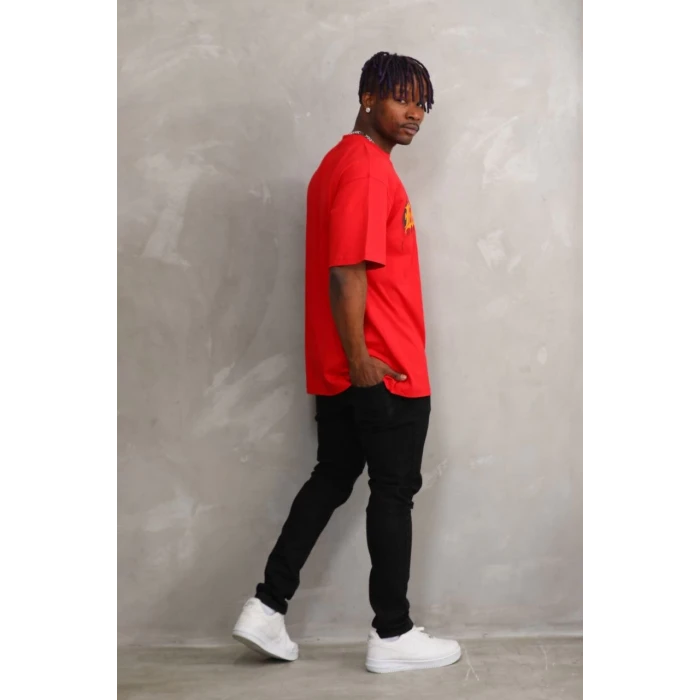 ieg™      Baskılı Oversize T-Shirt - Kırmızı -