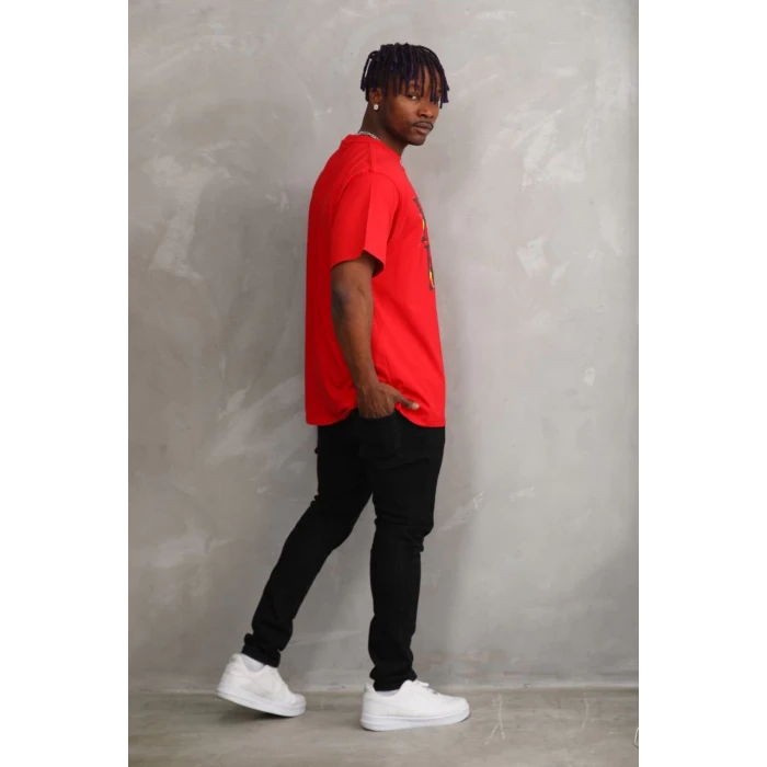 ieg™      Baskılı Oversize T-Shirt - Kırmızı -