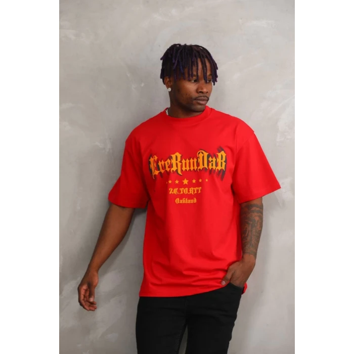 ieg™      Baskılı Oversize T-Shirt - Kırmızı -