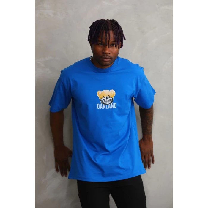 ieg™      Baskılı Oversize T-Shirt - Mavi -