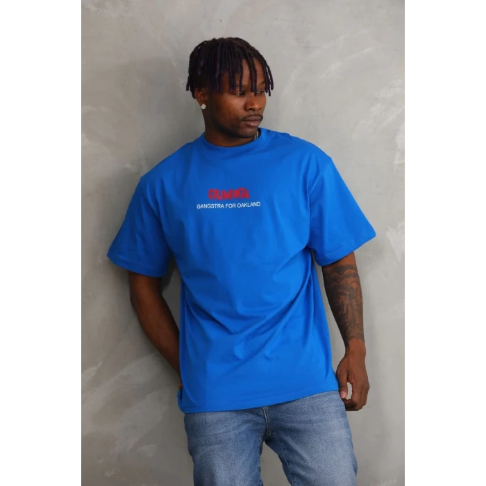 ieg™      Baskılı Oversize T-Shirt - Mavi -