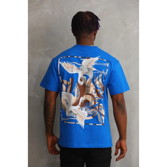 ieg™      Baskılı Oversize T-Shirt - Mavi -