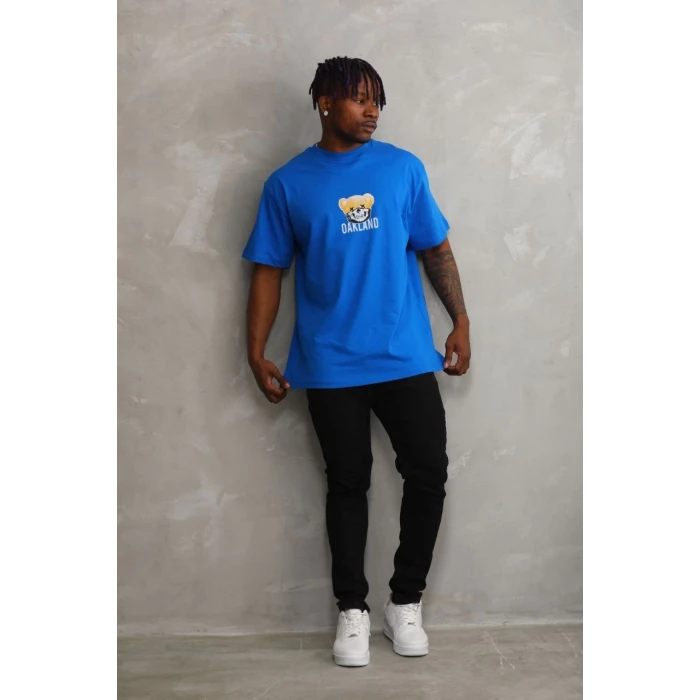 ieg™      Baskılı Oversize T-Shirt - Mavi -