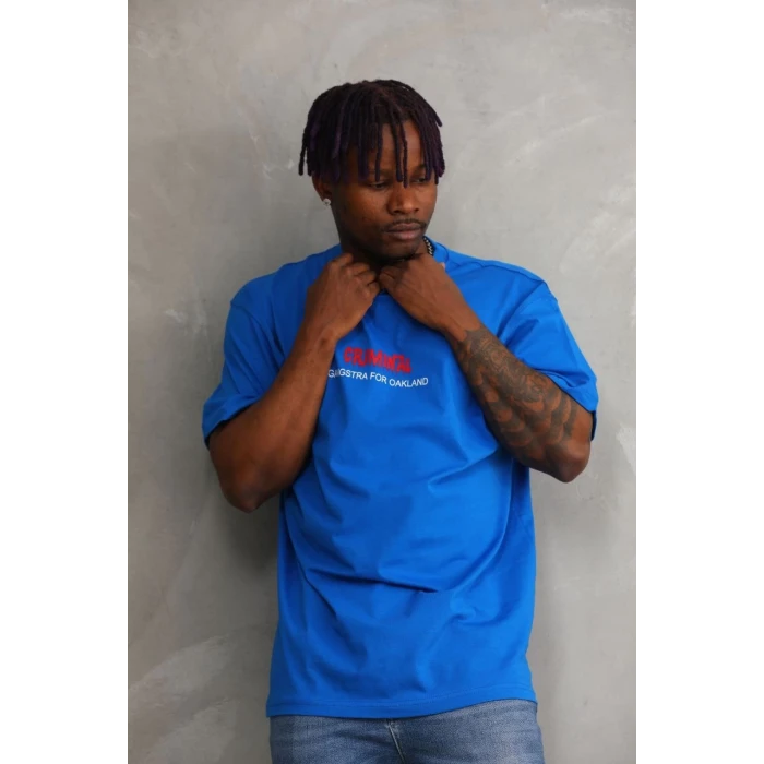 ieg™      Baskılı Oversize T-Shirt - Mavi -