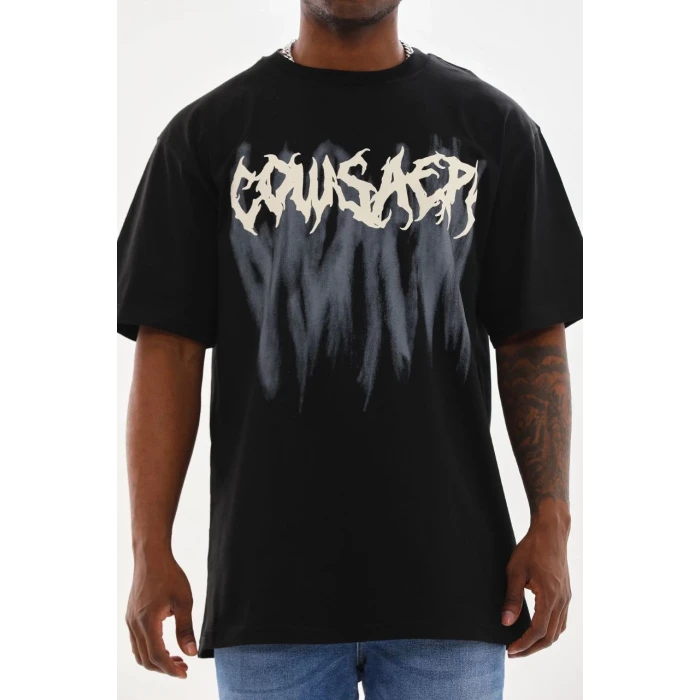 ieg™      Baskılı Oversize T-Shirt - Siyah -