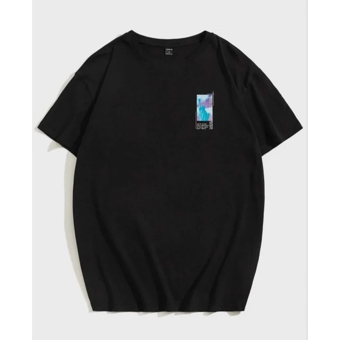 ieg™      Baskılı Oversize T-Shirt - Siyah -