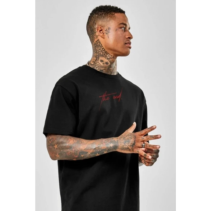 ieg™      Baskılı Oversize T-Shirt - Siyah -