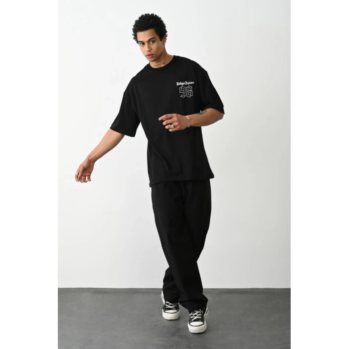 ieg™      Baskılı Oversize T-Shirt - Siyah -
