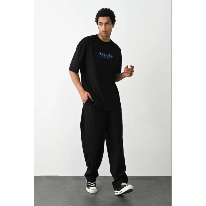 ieg™      Baskılı Oversize T-Shirt - Siyah -