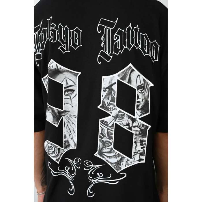 ieg™      Baskılı Oversize T-Shirt - Siyah -