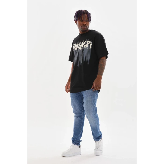 ieg™      Baskılı Oversize T-Shirt - Siyah -