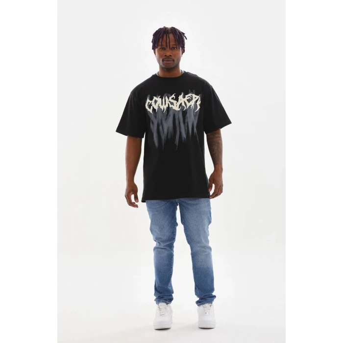 ieg™      Baskılı Oversize T-Shirt - Siyah -