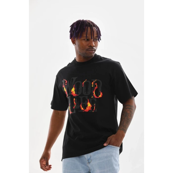 ieg™      Baskılı Oversize T-Shirt - Siyah -