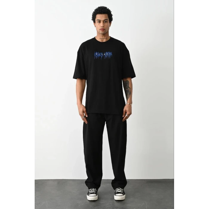ieg™      Baskılı Oversize T-Shirt - Siyah -