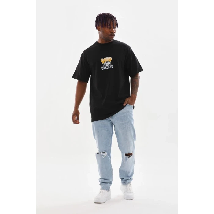 ieg™      Baskılı Oversize T-Shirt - Siyah -