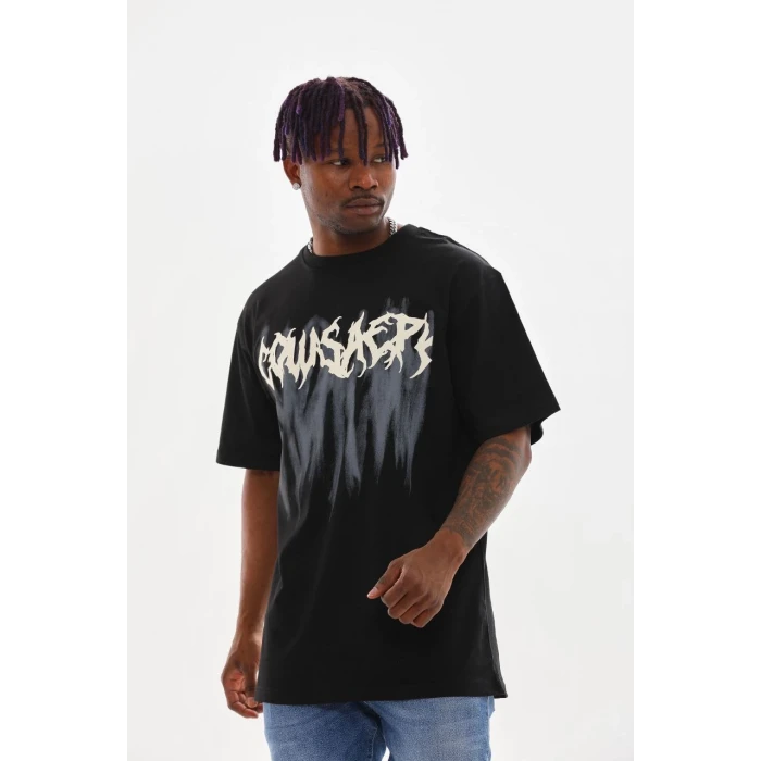 ieg™      Baskılı Oversize T-Shirt - Siyah -