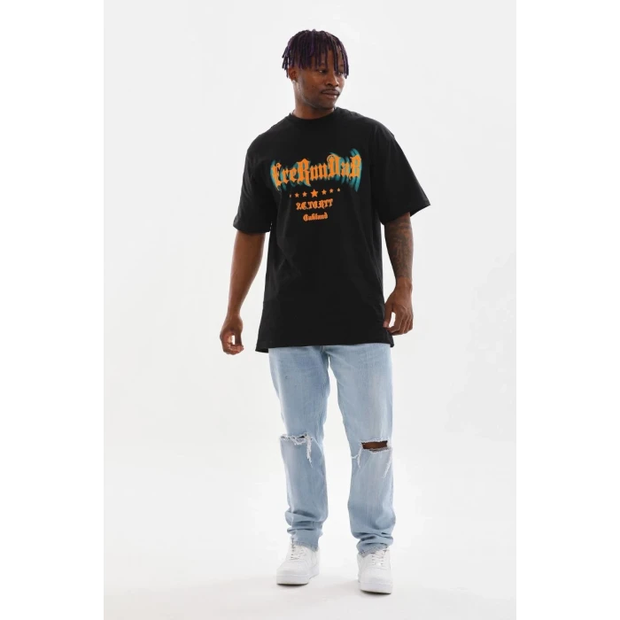 ieg™      Baskılı Oversize T-Shirt - Siyah -