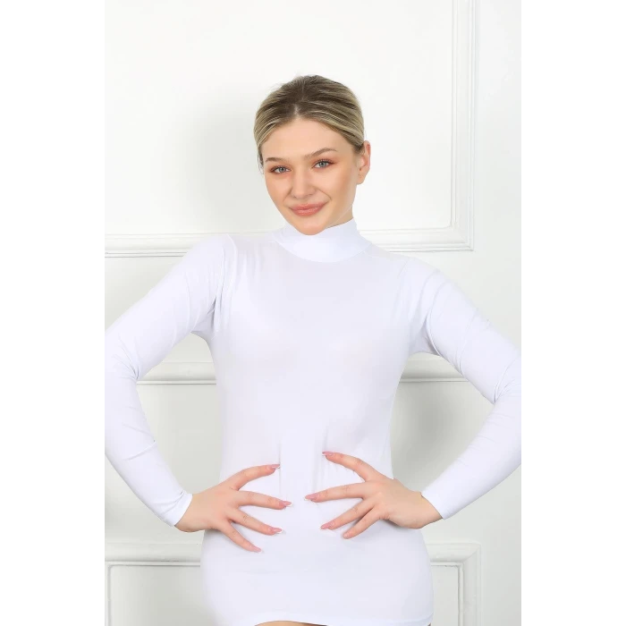 ieg ™ Bayan Uzun Kol Boğazlı Body Beyaz