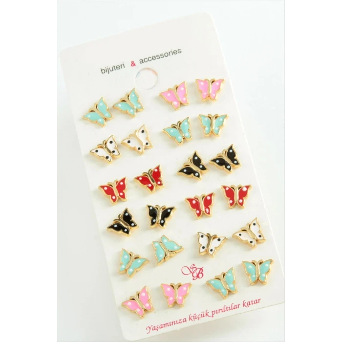 ieg™ Benekli Kelebek Mineli Minik Küpe