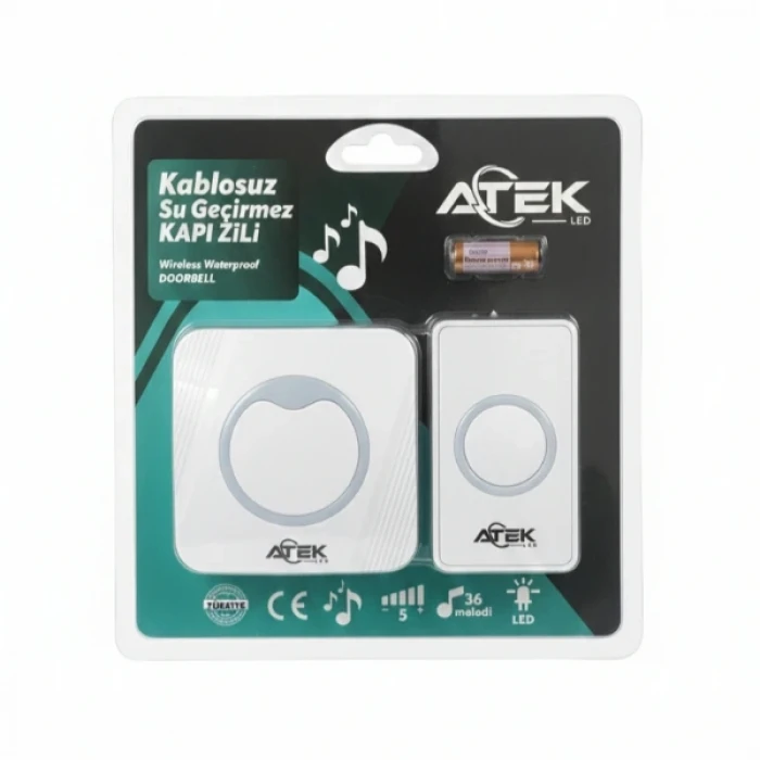 ieg™ Beyaz Kablosuz Su Geçirmez Kapı Zili