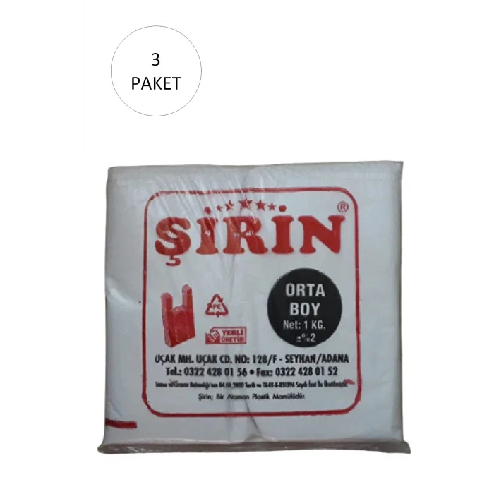 İEG Beyaz Kalın Atlet Poşet Orta Boy 28x50 Cm 1 Kg 3 Paket (Takriben 225 Adet)