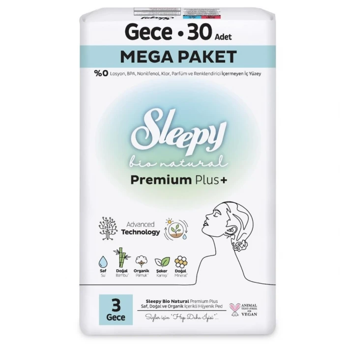 ieg™ Bio Natural Premium Plus Mega Gece Ped 30 Adet