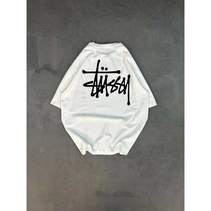 ieg™      Bisiklet Yaka Baskılı Oversize T-Shirt - Beyaz -