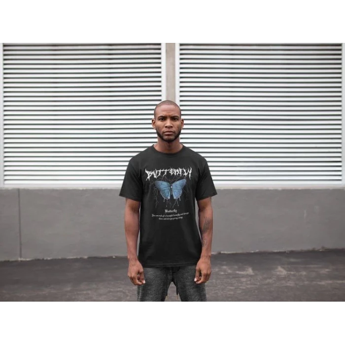 ieg™      Bisiklet Yaka Baskılı Oversize T-Shirt - Siyah -