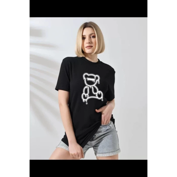 ieg™        Bisiklet Yaka Baskılı T-Shirt - Siyah -