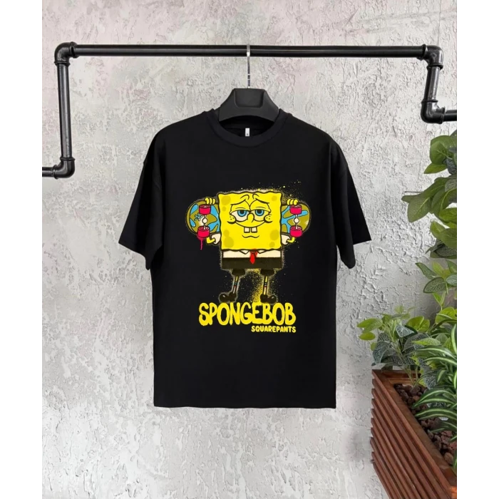 ieg™    Bisiklet Yaka Kısa Kol   Baskılı T-Shirt - Siyah -